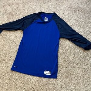 Nike Royal Blue with navy blue sleeves Baseball-Style 3/4 Sleeve Top